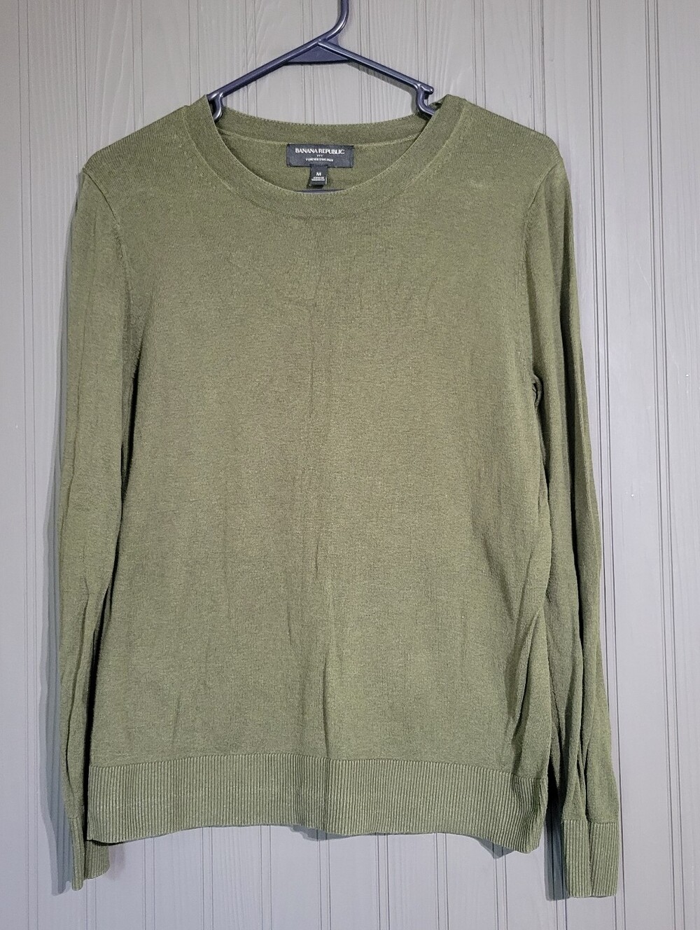 Banana Republic Forever Sweater Long Sleeve Crewneck Olive Green Women's Medium